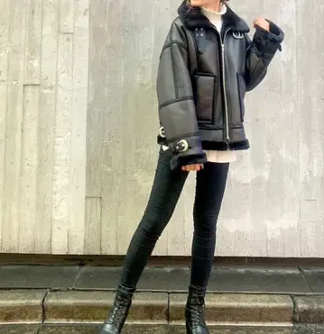 envym 퍼 가죽 블루종