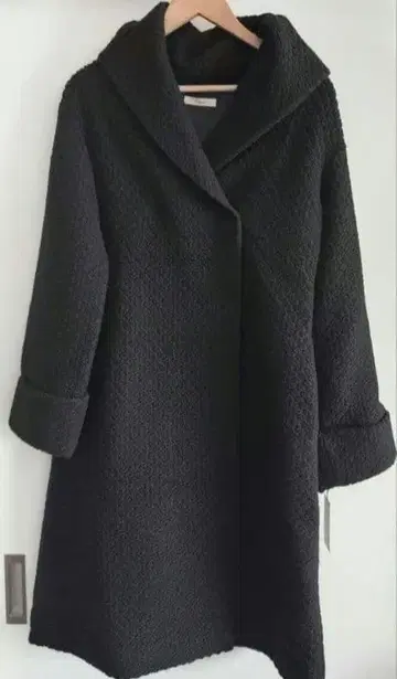 미사용 새상품 에포카 후드 부착 블랙 롱 코트 택 포함 40