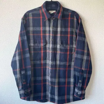 90s J.crew 울 체크 플란넬 셔츠 거인 택 네이비