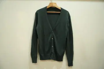 MUJI 무인 실크 혼방 다크 그린 V넥 가디건