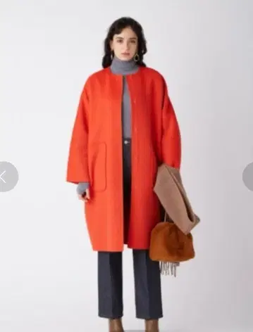 [ 새상품급 ] 미라 오웬 패치 포켓 부착 접결 노카라 코쿤 코트 오렌지