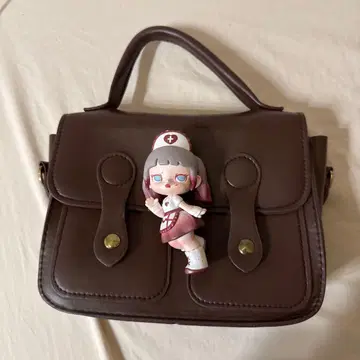 popmart 브라운 숄더백 플랩 포함