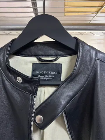 NANO UNIVERSE 블랙 가죽 싱글 라이더 L