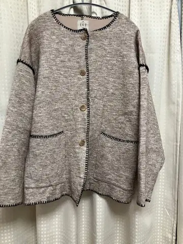 사만사 모스 노카라 자켓 베이지에 가까운 브라운