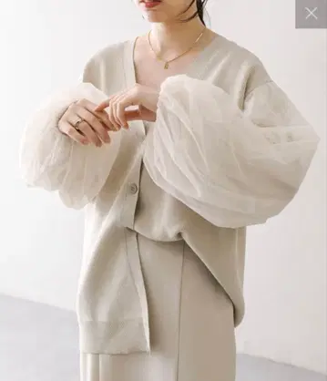 mystic 2024SS 튤 슬리브 가디건