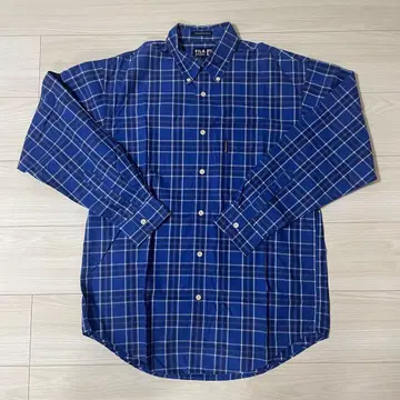 구제 FILA SPORT S 사이즈 체크 셔츠 블루 여성 착용