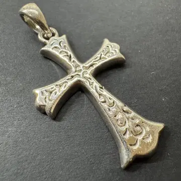 [ silver925 ] 특대형 크로스 당초 펜던트 탑