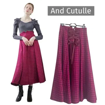 [ 컨디션 최상 ] 앙데팡당 트위드 백 지퍼 스커트 롱 플레어 스커트