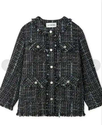 LILY BROWN 프린지 트위드 노카라 자켓
