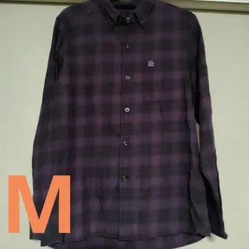 체크 무늬 긴팔 셔츠 퍼플 계열