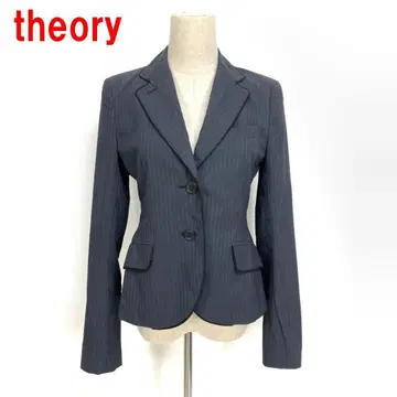 A6542 띠어리 테일러드 자켓 면 스트라이프 안감 있음 그레이 2