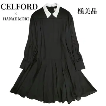 컨디션 최상 셀포드 하나에모리 A라인 원피스 화이트 카라 바이컬러