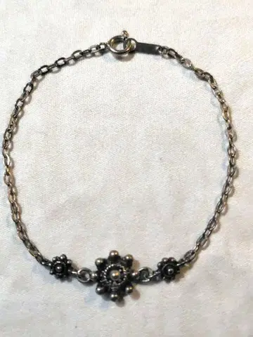 실버 꽃 모티브 팔찌