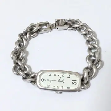 agnis b. 아날로그 손목시계 실버 체인 팔찌 쿼츠