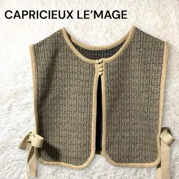 카프리슈 마쥬 기하학 자카드 베스트 파이핑 사이드 리본 레이어드