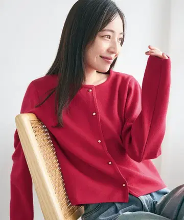 coca 골드 버튼 니트 가디건 빨간색