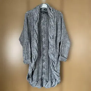 그레이 케이블 짜임 롱 가디건