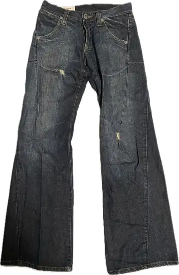 y2k 플레어 데님 그런지 다크 네이비 데미지