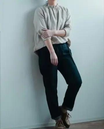 [wafu] 절묘한 실루엣 데님 이지 팬츠 / 다크 인디고