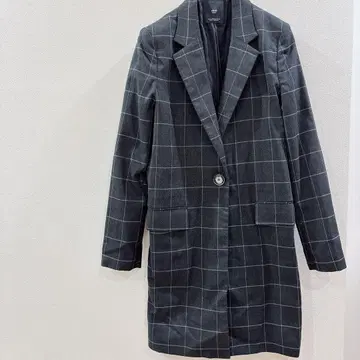 MANGO (망고) 체크 롱 코트 체스터 코트 S