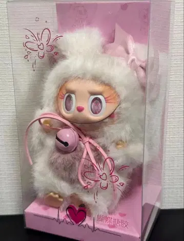 Zimomo 토끼 핑크 리본 봉제 인형 키링 방울 포함