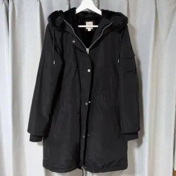 GAP 블랙 후드 부착 롱 다운 자켓