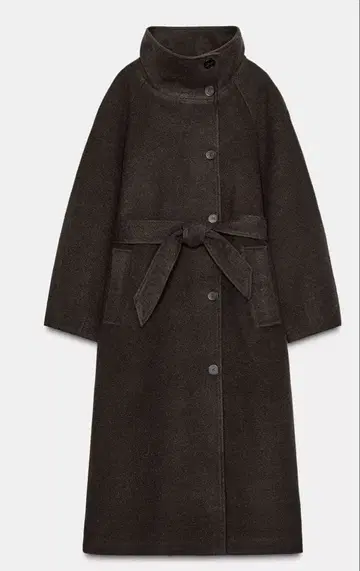 자라 소프트 하이넥 벨트 코트