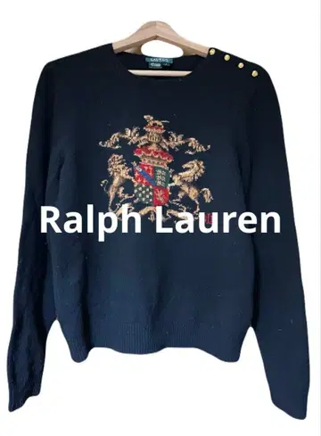 랄프 로렌 자수 네이비 스웨터