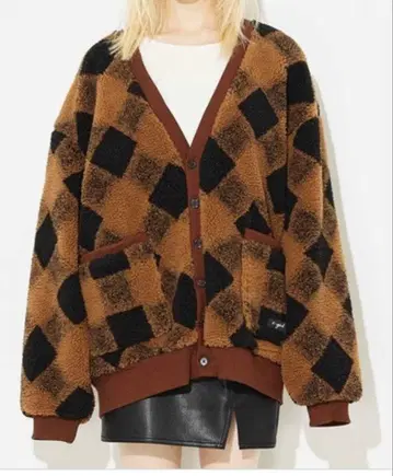 X-girl 버팔로 플래드 보아 가디건