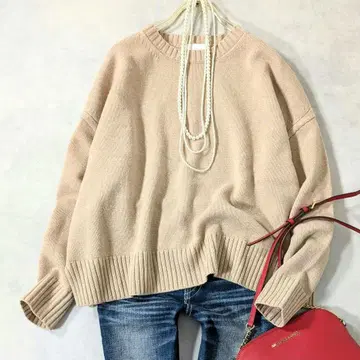 새상품급 유나이티드 애로우즈 울 캐시미어 슬릿 크루넥 니트