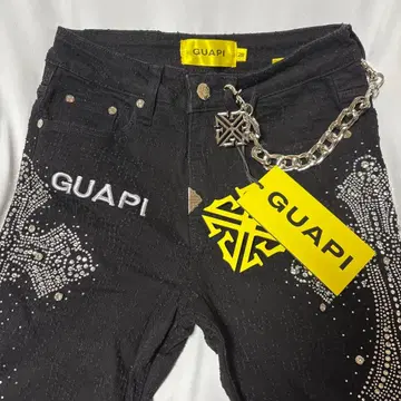 GUAPI 스톤 장식 데님 팬츠 28