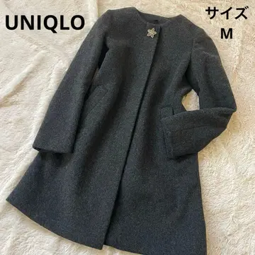 UNIQLO 울 혼방 다크 그레이 롱 코트