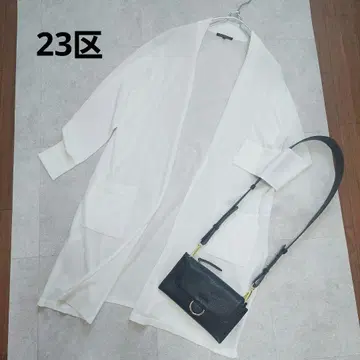 새상품급 23구 롱 가디건 면 혼방 화이트 38 배송비 포함