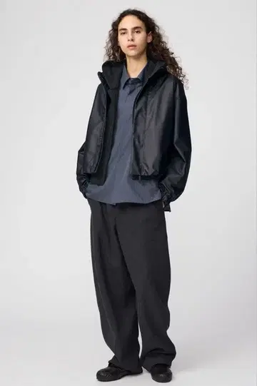 UNIQLOU 브러쉬드 맨투맨 와이드 팬츠 L 다크 그레이