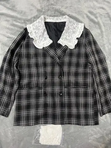 archives 3way 레이스 칼라 체크 테일러드 자켓 아카이브