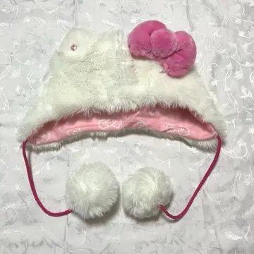 유니버셜 키티 팬캡 정품 퍼 모자 고양이 귀 USJ 폼폼 포함