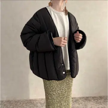 kae bonny piping 하프 기장 다운 자켓 코트 블랙