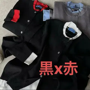 ok.soon  레이어드 가디건 black red