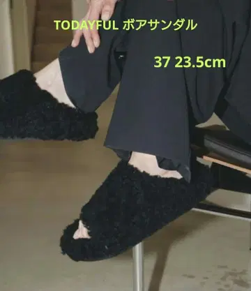 TODAYFUL 보아 슬라이드 샌들 블랙 37 23.5