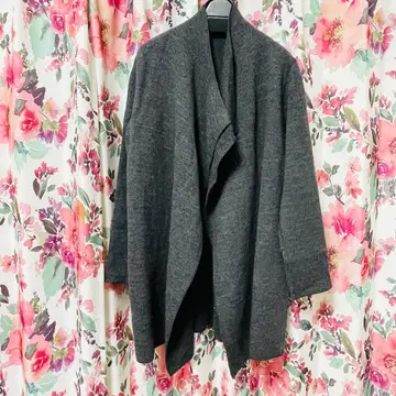 다크 그레이 울 코트 오픈 프론트