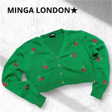 MINGA LONDON 체리 자수 그린 가디건 숏 기장 S 헤이세이