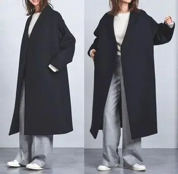 HYKE 하이크 멜톤 노카라 코트