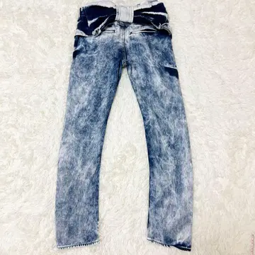 로데오 크라운 백 리본 데님 팬츠 청바지 케미컬 M