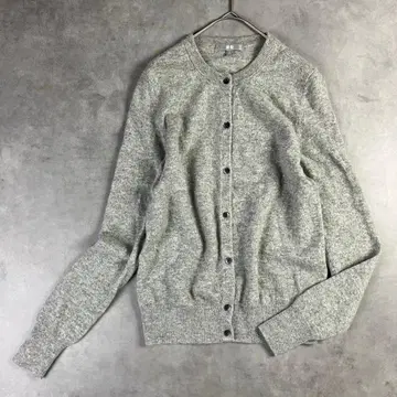 유니클로 UNIQLO 캐시미어 크루넥 가디건 M 그레이 캐시미어