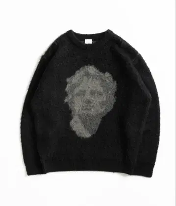 블랙 얼굴 그래픽 니트 스웨터
