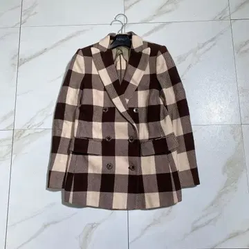 레어 SOV. 울 트윌 블록 체크 더블 브레스트 테일러드 재킷