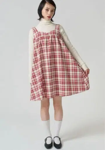 새상품 TINA : JOJUN 체크 무늬 백리본 원피스