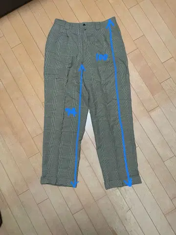 [ 구제 의류 ] 깅엄 체크 크롭 슬랙스 팬츠