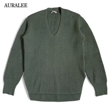 오라리 AURALEE 캐시미어 혼방 V넥 니트 그린 일본제