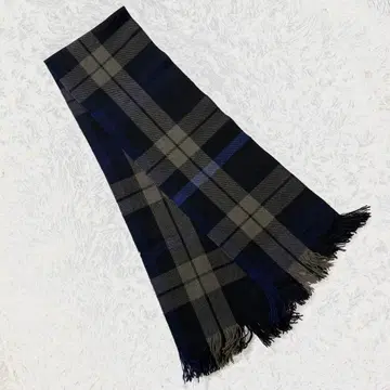 MARGARET HOWELL 머플러 체크 무늬 영국제 네이비 계열